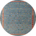 Round Abstract Ash Gray Modern Rug, abs4591