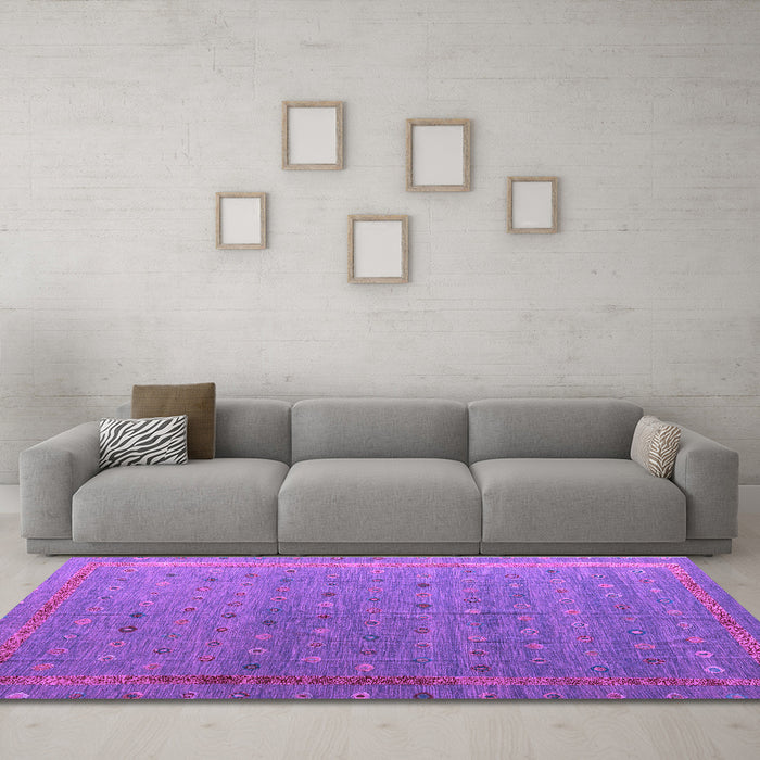 Machine Washable Abstract Purple Modern Area Rugs in a Living Room, wshabs4591pur