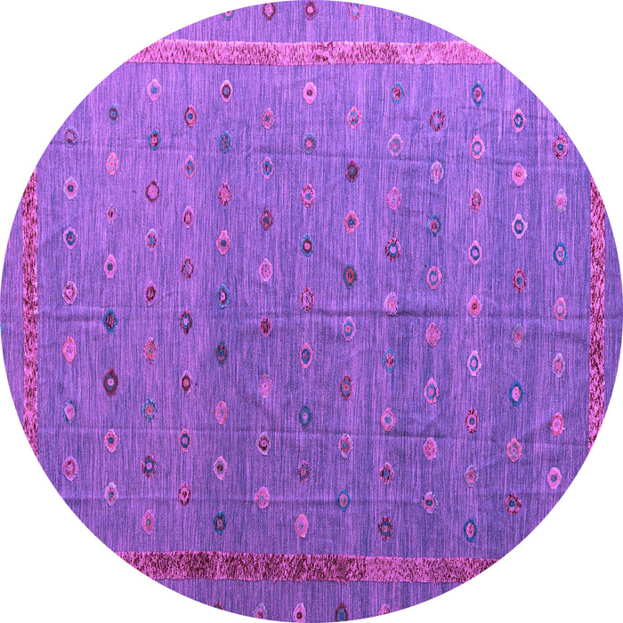Round Machine Washable Abstract Purple Modern Area Rugs, wshabs4591pur