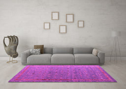 Machine Washable Abstract Pink Modern Rug in a Living Room, wshabs4591pnk