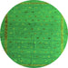 Round Abstract Green Modern Rug, abs4591grn