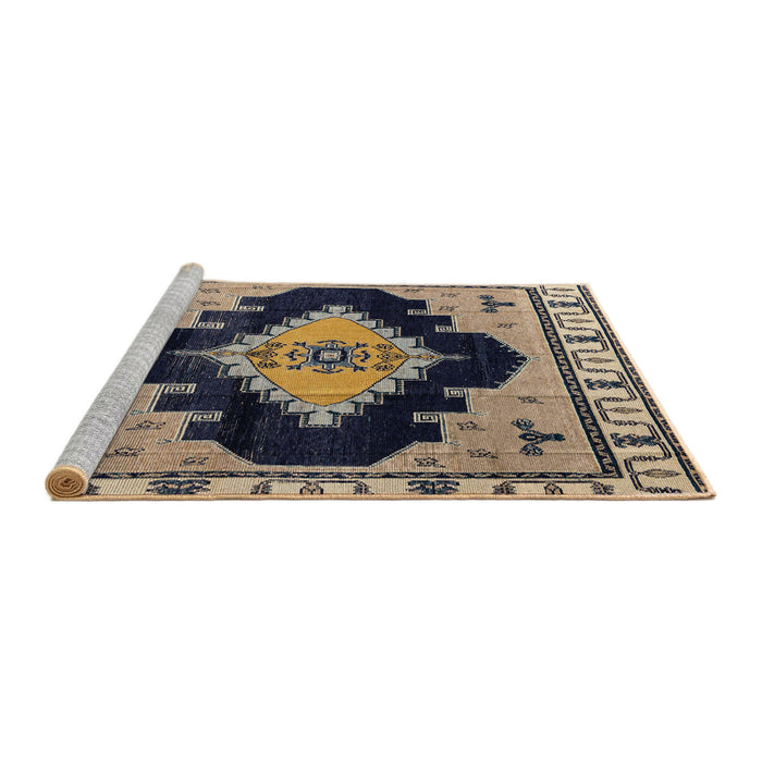 Sideview of Machine Washable Abstract Brown Sugar Brown Rug, wshabs4592