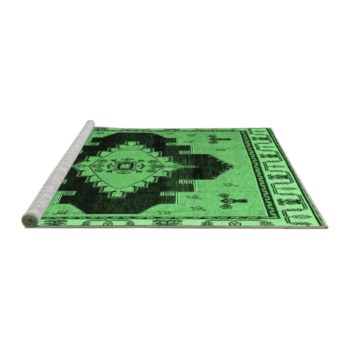 Sideview of Machine Washable Abstract Emerald Green Modern Area Rugs, wshabs4592emgrn