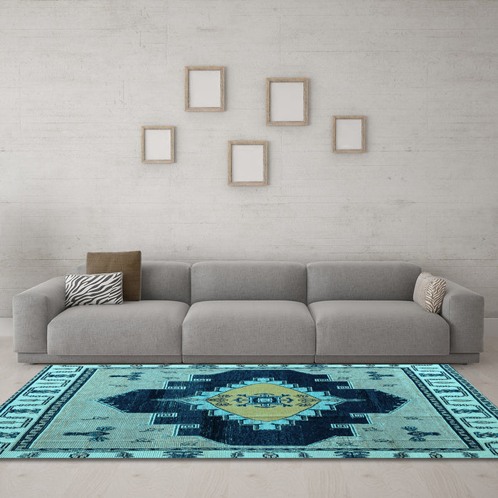 Machine Washable Abstract Light Blue Modern Rug in a Living Room, wshabs4592lblu