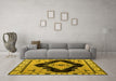 Machine Washable Abstract Yellow Modern Rug in a Living Room, wshabs4592yw