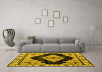 Machine Washable Abstract Yellow Modern Rug, wshabs4592yw