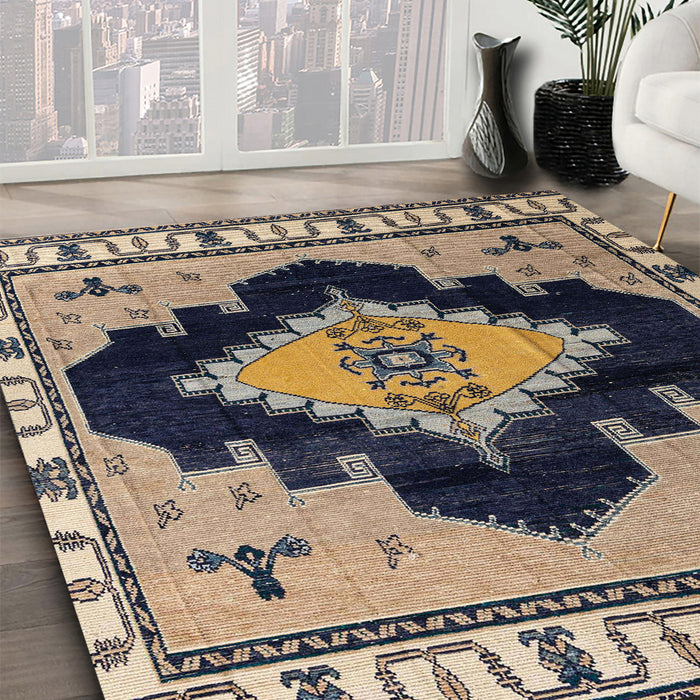 Machine Washable Abstract Brown Sugar Brown Rug in a Family Room, wshabs4592