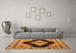 Machine Washable Abstract Orange Modern Area Rugs in a Living Room, wshabs4592org