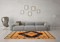 Machine Washable Abstract Orange Modern Rug, wshabs4592org