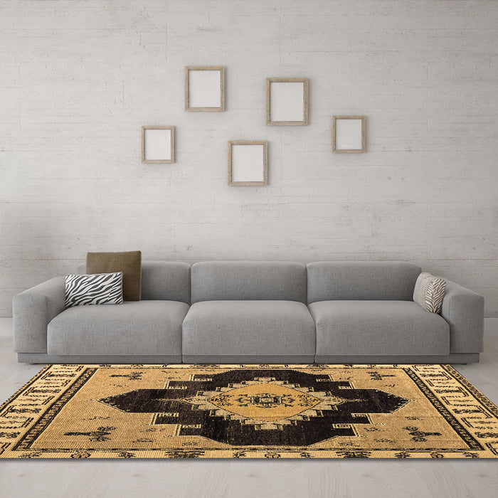 Machine Washable Abstract Brown Modern Rug in a Living Room,, wshabs4592brn