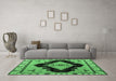 Machine Washable Abstract Emerald Green Modern Area Rugs in a Living Room,, wshabs4592emgrn