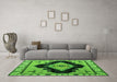 Machine Washable Abstract Green Modern Area Rugs in a Living Room,, wshabs4592grn