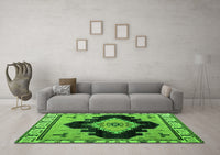 Machine Washable Abstract Green Modern Rug, wshabs4592grn