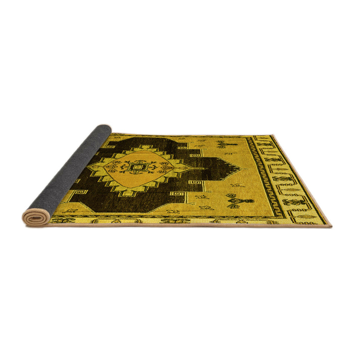 Sideview of Abstract Yellow Modern Rug, abs4592yw