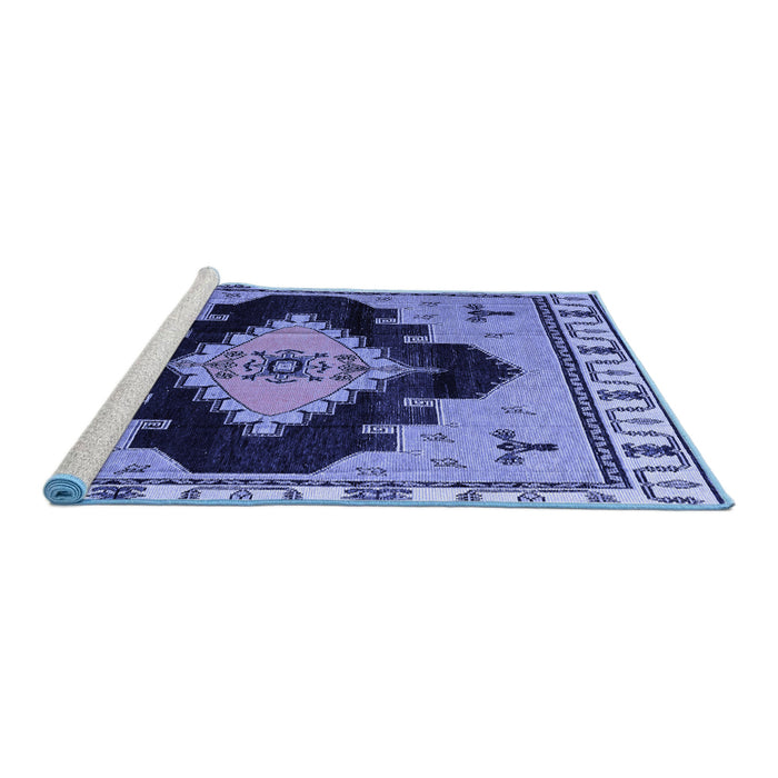 Sideview of Machine Washable Abstract Blue Modern Rug, wshabs4592blu