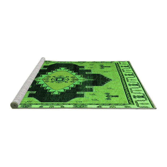 Sideview of Machine Washable Abstract Green Modern Area Rugs, wshabs4592grn