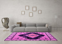 Machine Washable Abstract Pink Modern Rug, wshabs4592pnk