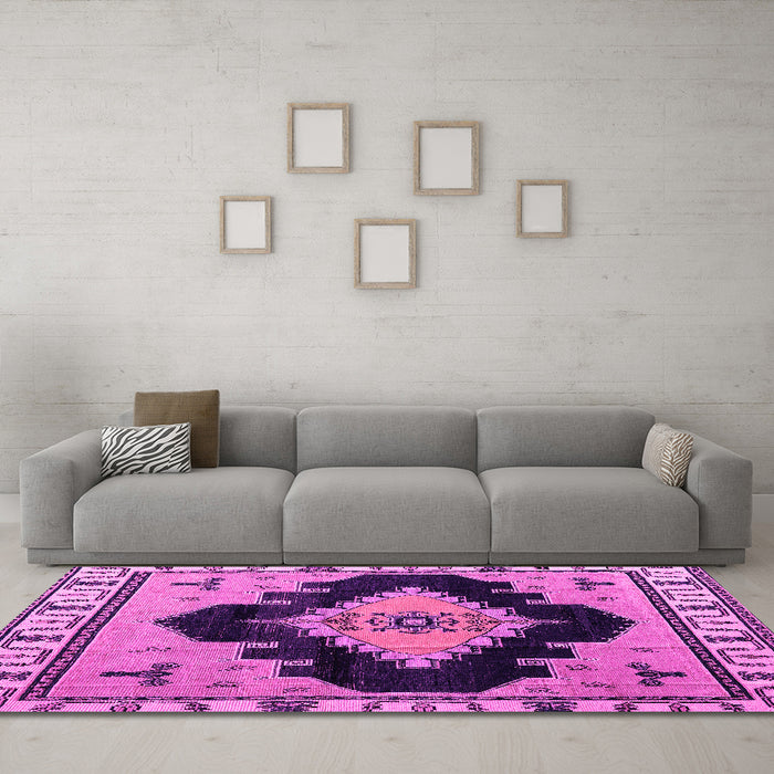 Machine Washable Abstract Pink Modern Rug in a Living Room, wshabs4592pnk