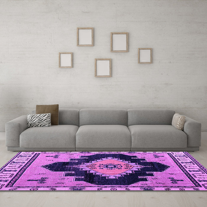 Machine Washable Abstract Purple Modern Area Rugs in a Living Room, wshabs4592pur