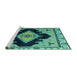 Sideview of Machine Washable Abstract Turquoise Modern Area Rugs, wshabs4592turq