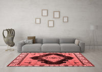 Machine Washable Abstract Red Modern Rug, wshabs4592red