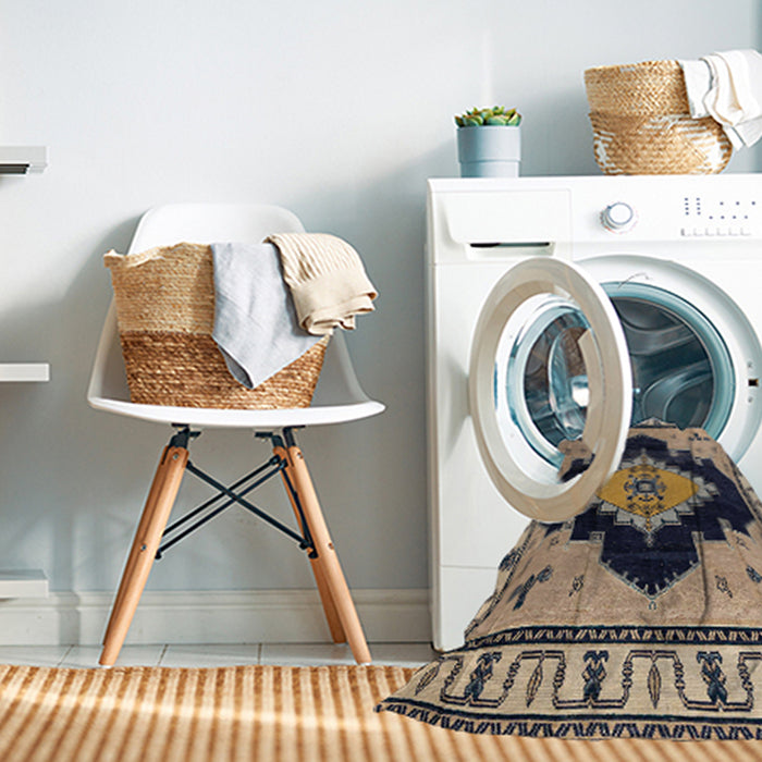 Machine Washable Abstract Brown Sugar Brown Rug in a Washing Machine, wshabs4592