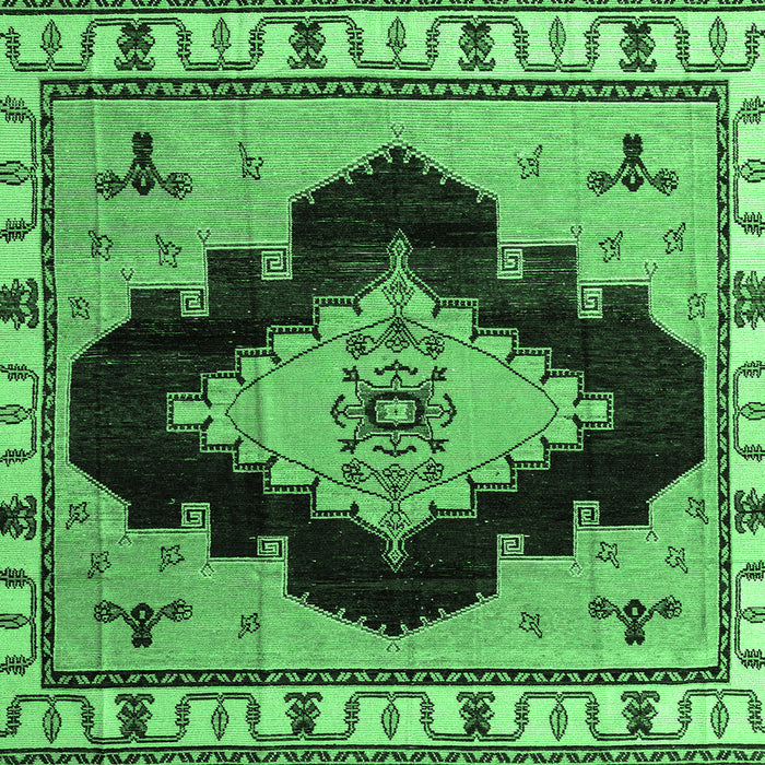 Square Abstract Emerald Green Modern Rug, abs4592emgrn