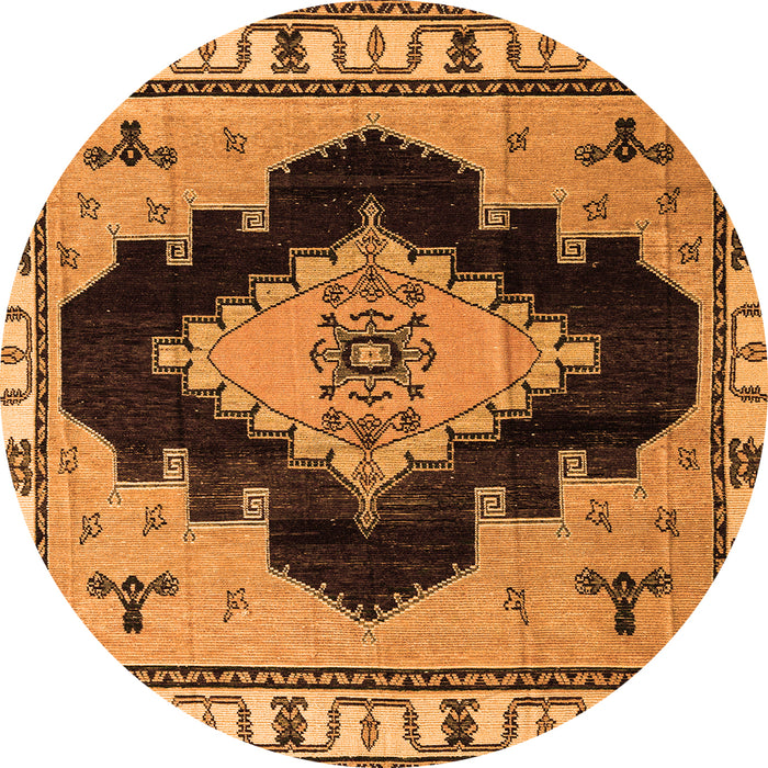 Round Abstract Orange Modern Rug, abs4592org