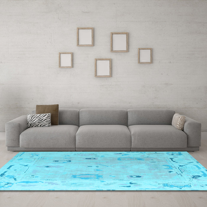 Machine Washable Abstract Light Blue Modern Rug in a Living Room, wshabs4593lblu