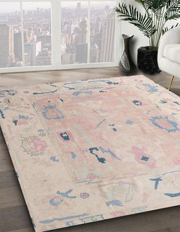 Abstract Tan Brown Modern Rug in Family Room, abs4593