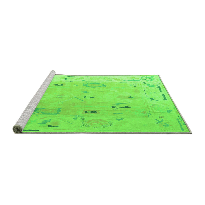 Sideview of Machine Washable Abstract Green Modern Area Rugs, wshabs4593grn