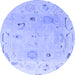 Round Machine Washable Abstract Blue Modern Rug, wshabs4593blu