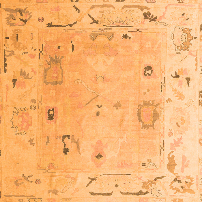 Square Machine Washable Abstract Orange Modern Area Rugs, wshabs4593org