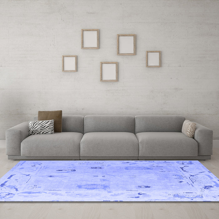 Machine Washable Abstract Blue Modern Rug in a Living Room, wshabs4593blu