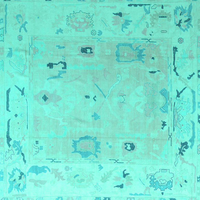 Square Abstract Turquoise Modern Rug, abs4593turq