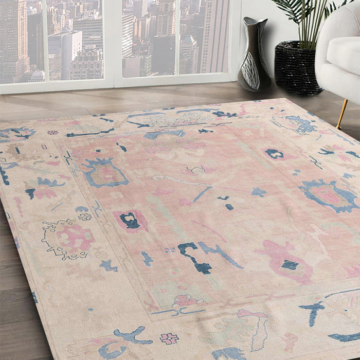 Abstract Tan Brown Modern Rug in Family Room, abs4593