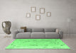 Machine Washable Abstract Emerald Green Modern Area Rugs in a Living Room,, wshabs4593emgrn