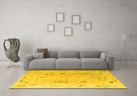 Machine Washable Abstract Yellow Modern Rug, wshabs4593yw