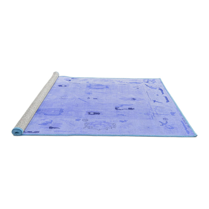 Sideview of Machine Washable Abstract Blue Modern Rug, wshabs4593blu
