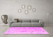 Machine Washable Abstract Pink Modern Rug in a Living Room, wshabs4593pnk