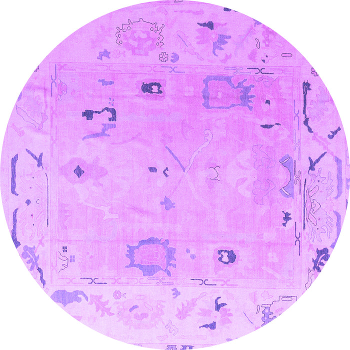 Round Machine Washable Abstract Purple Modern Area Rugs, wshabs4593pur
