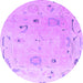 Round Machine Washable Abstract Purple Modern Area Rugs, wshabs4593pur