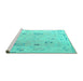 Sideview of Machine Washable Abstract Turquoise Modern Area Rugs, wshabs4593turq