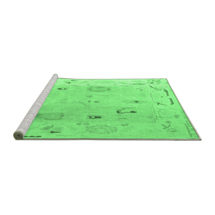 Sideview of Machine Washable Abstract Emerald Green Modern Area Rugs, wshabs4593emgrn