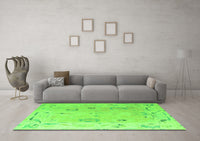 Machine Washable Abstract Green Modern Rug, wshabs4593grn