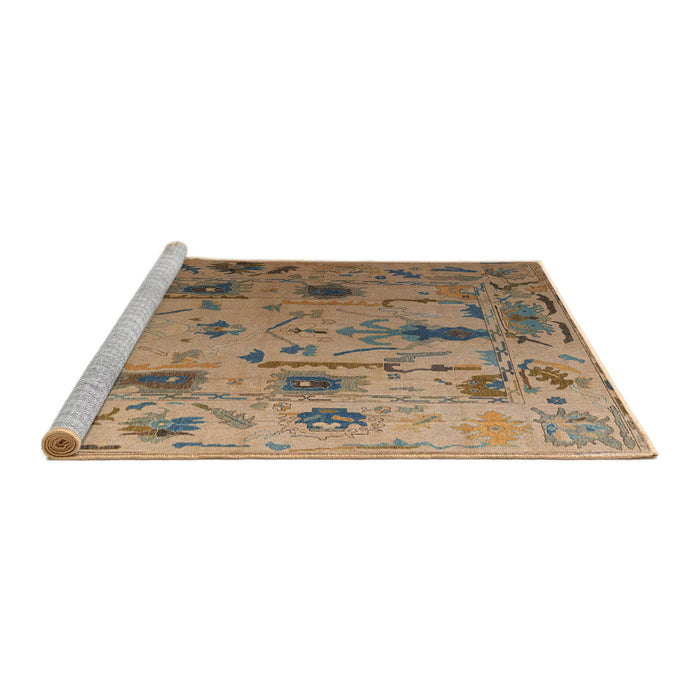 Sideview of Machine Washable Abstract Brown Sand Brown Rug, wshabs4594