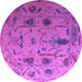 Round Machine Washable Abstract Purple Modern Area Rugs, wshabs4594pur