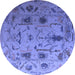 Round Machine Washable Abstract Blue Modern Rug, wshabs4594blu