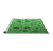 Sideview of Machine Washable Abstract Emerald Green Modern Area Rugs, wshabs4594emgrn