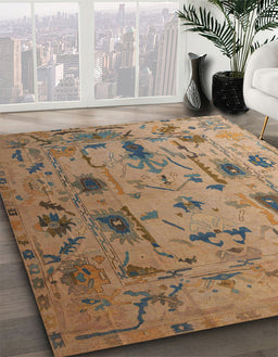 Machine Washable Abstract Brown Sand Brown Rug in a Family Room, wshabs4594